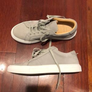 Pale gray leather sneakers